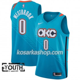 Dres Oklahoma City Thunder Russell Westbrook 0 Nike 2018-19 City Edition Plava Swingman - Dječji